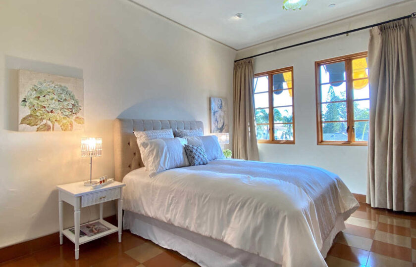 Traditional home staging design of guest bedroom in Santa Barbara penthouse