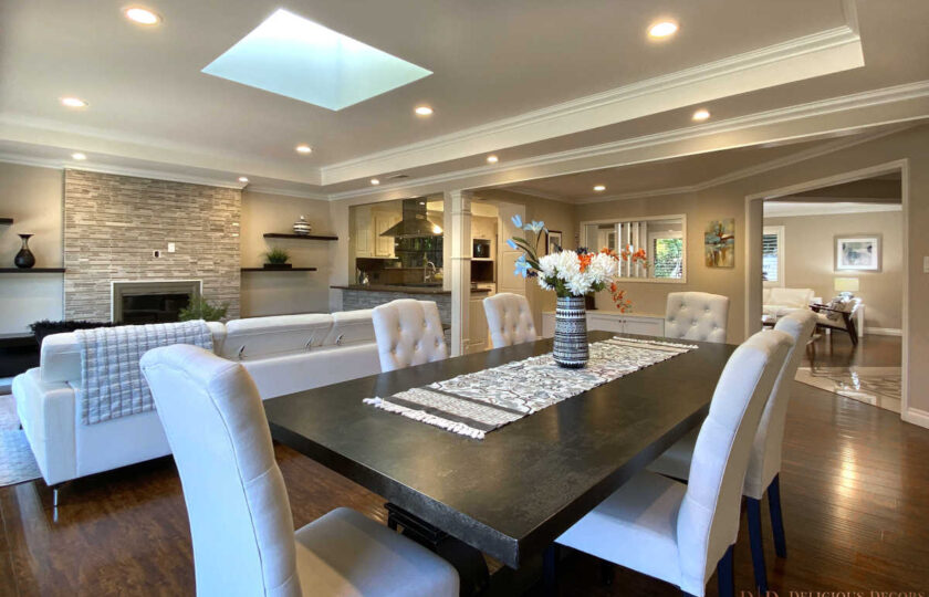 Transitional home staging design of dining room in Arcadia 4 bed, 3 bath home