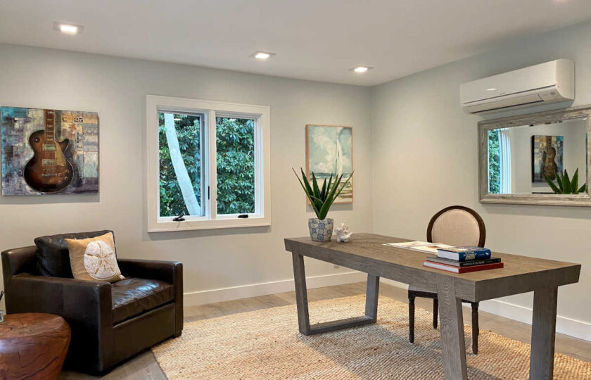 Transitional home staging design of office in Upper East Side 3 bed, 4 bath newly constructed home