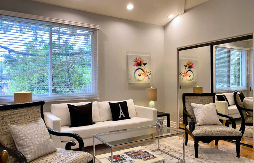 Transitional home staging design of bonus room in Thousand Oaks 4 bed, 4 bath home