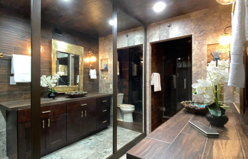 Mid-century modern home staging design of master bath in downtown Los Angeles 2 bed, 2 bath condo