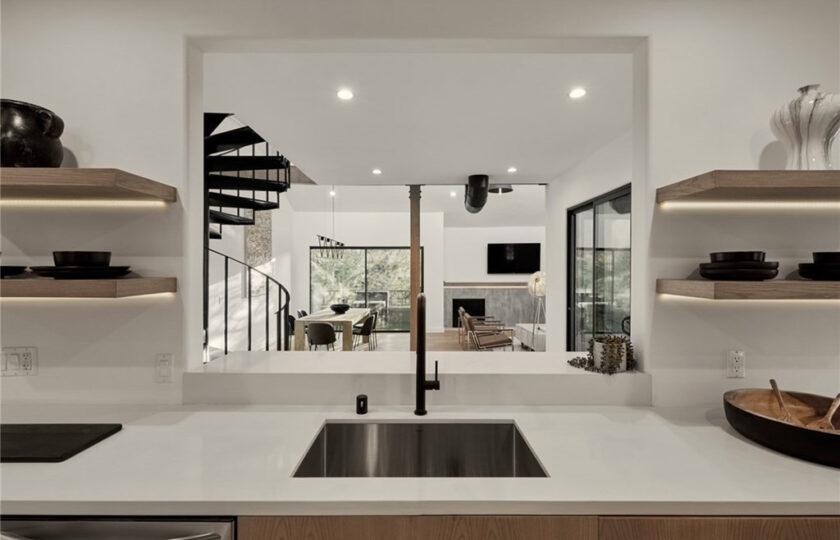 Contemporary home staging design of kitchen in Los Angeles 2 bed, 2 bath penthouse unit