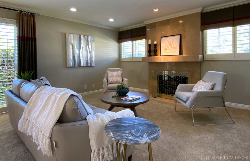 Transitional living room in Thousand Oaks at 4 bedroom, 3 bathroom property