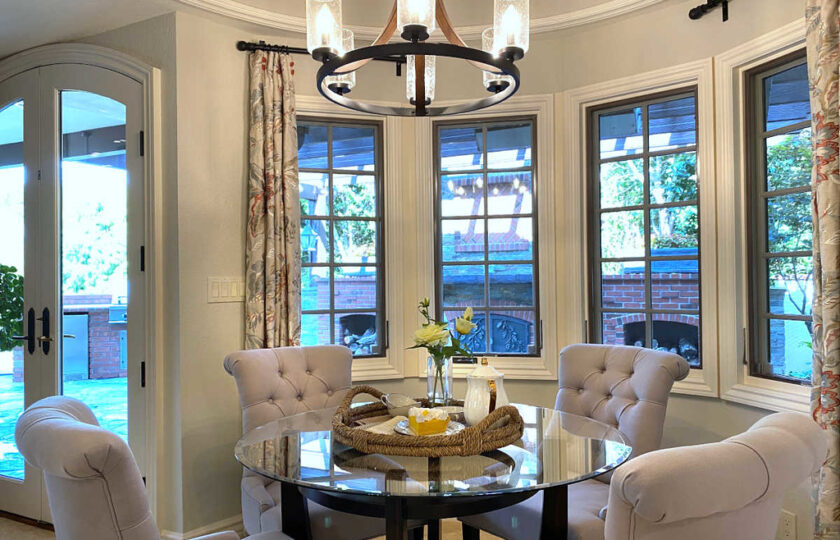 Transitionally staged dining room in Thousand Oaks, with 5 bedrooms and 5 bathrooms