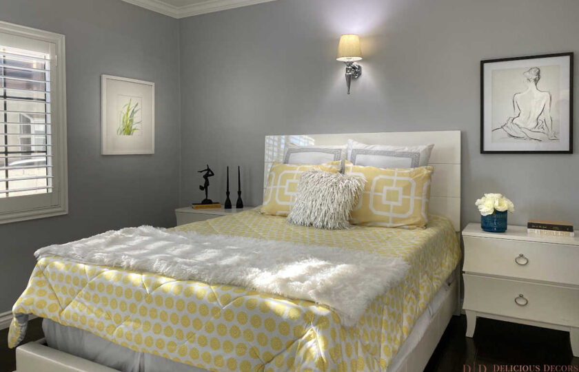 Boho chic home staging design of guest bedroom in Glendale at a 3 bedroom and 2 bathroom property