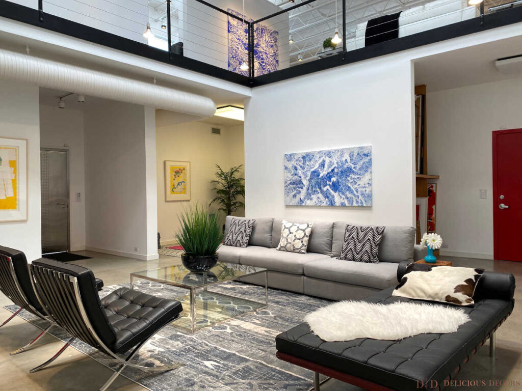 Example of a contemporary home staging design in an artists' studio home in Venice, CA