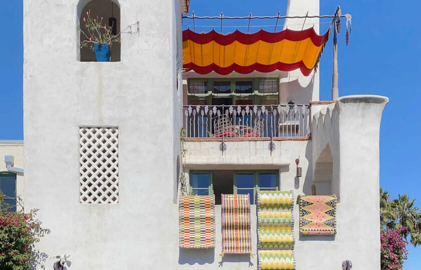 Exterior shot of Mediterranean influenced apartment in Santa Barbara's funk zone
