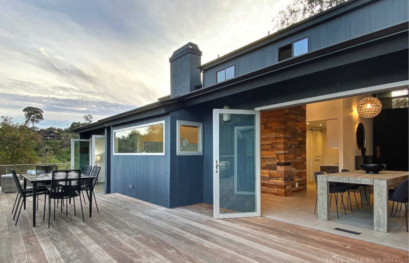 Contemporary home staging design of outdoor patio in Santa Barbara home
