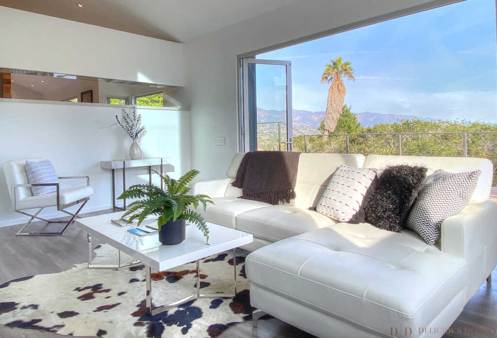 Contemporary home staging design in faimly room of Santa Barbara home