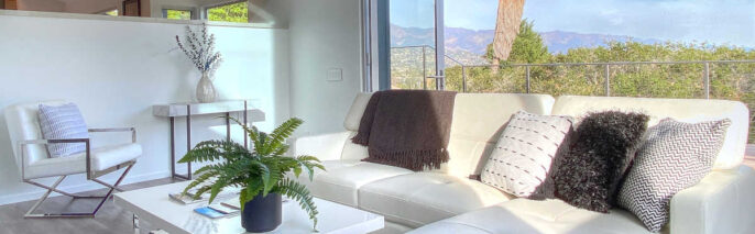 Contemporary home staging design in faimly room of Santa Barbara home
