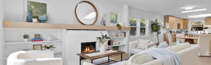 Casual living room home staging design in Santa Barbara craftsman